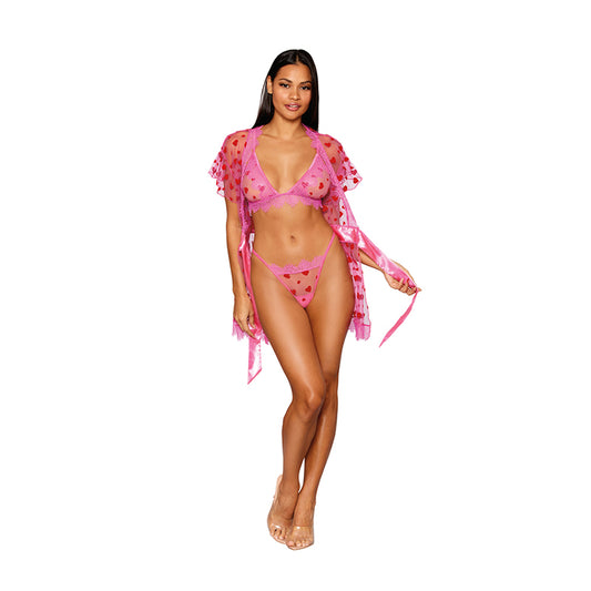 Dreamgirl Robe, Bralette & G-String Peony XL