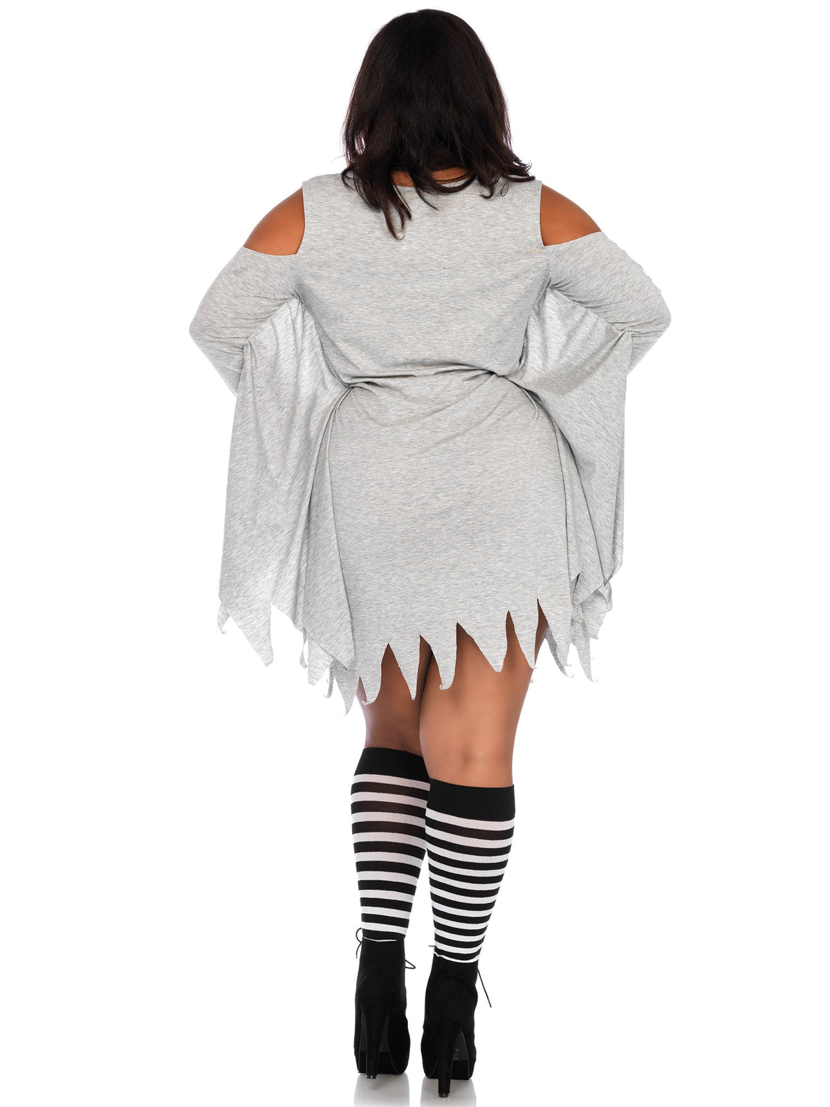 Plus Jersey Ghost Long Sleeve Halloween Dress - 86680X    02508