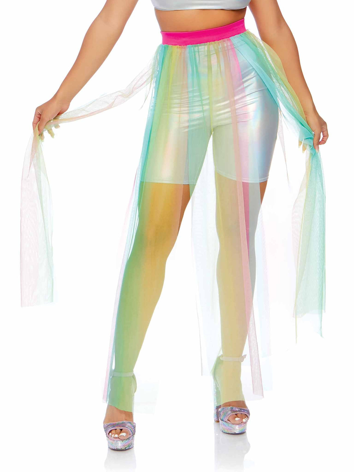 Multi Slit Sheer Full Length Maxi Skirt - 86773     00222