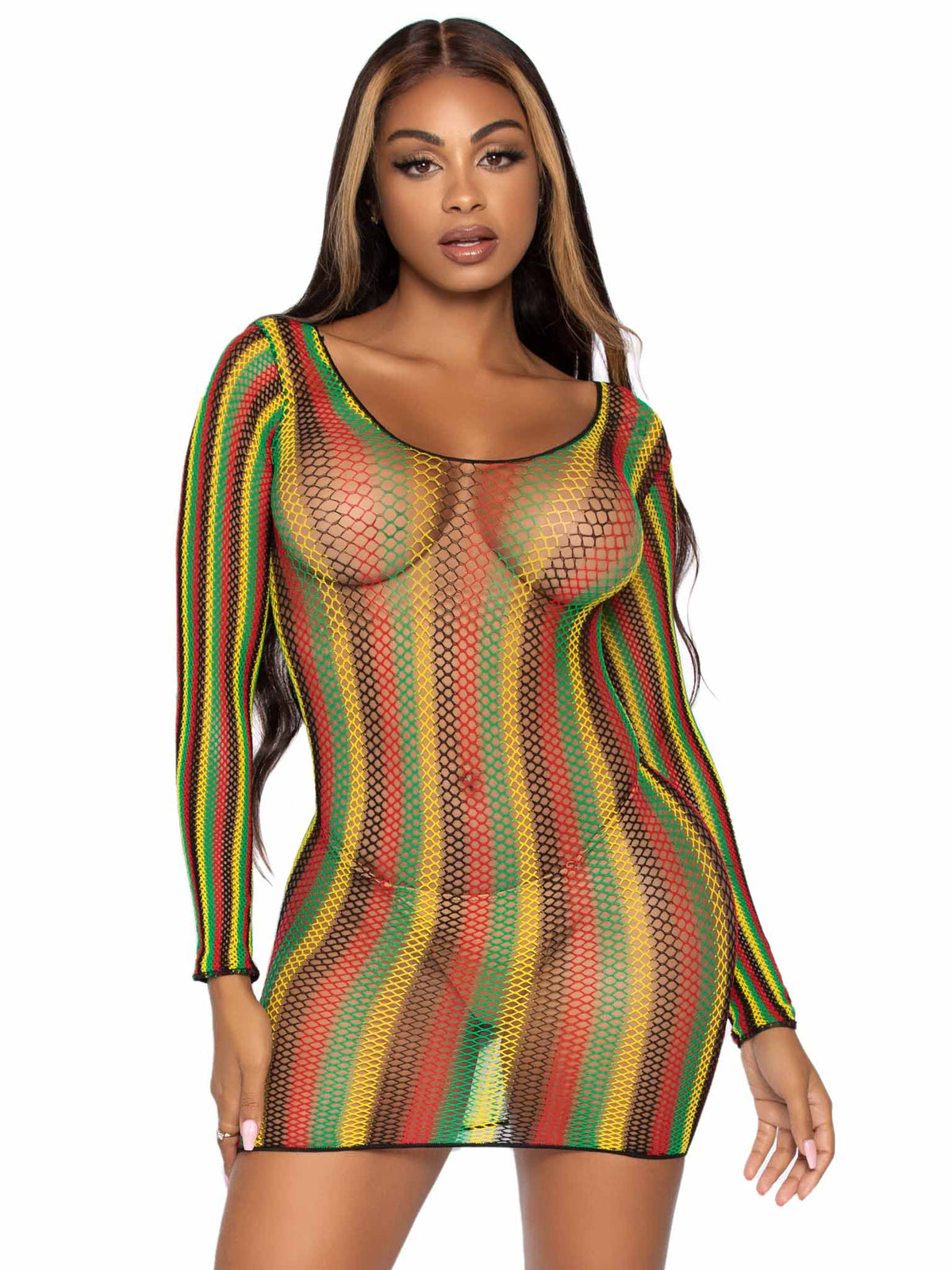 Rasta Net Mini Dress - 86959     10122