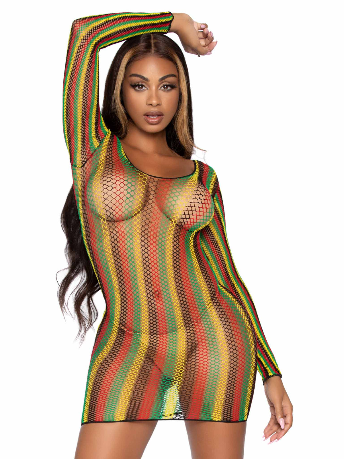 Rasta Net Mini Dress - 86959     10122