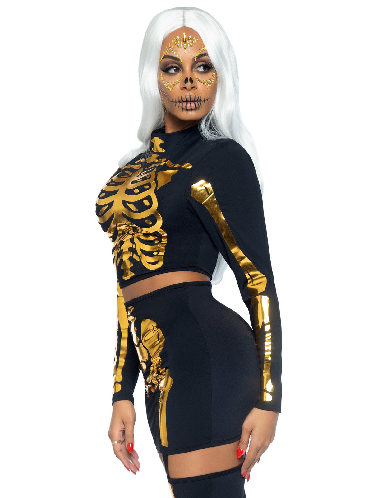 Golden Skeleton Crop Top and Skirt - 87061     05401