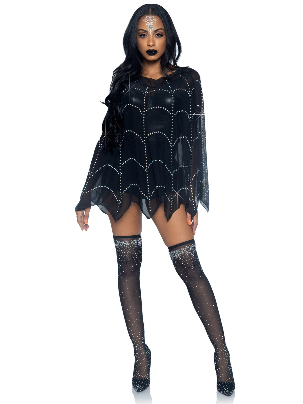 Spider Web Rhinestone Costume Poncho - 87082     00122