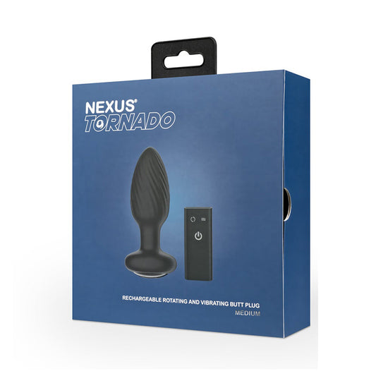 Nexus Tornado Medium Rotating And Vibrating Butt Plug With Remote Control Black