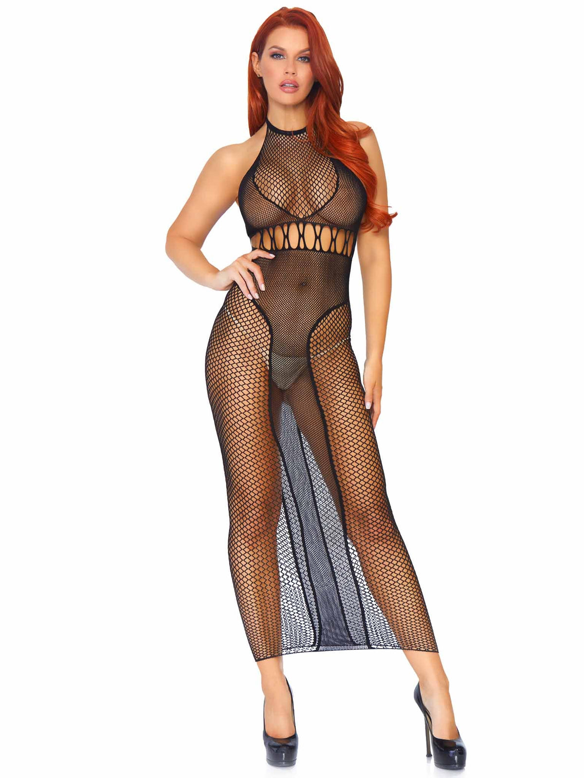 Power Move Fishnet Bodycon Dress - 88019     00122