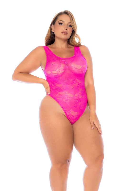 This timeless lace bodysuit is elevated with a seductive full lace-up back detail, crafted