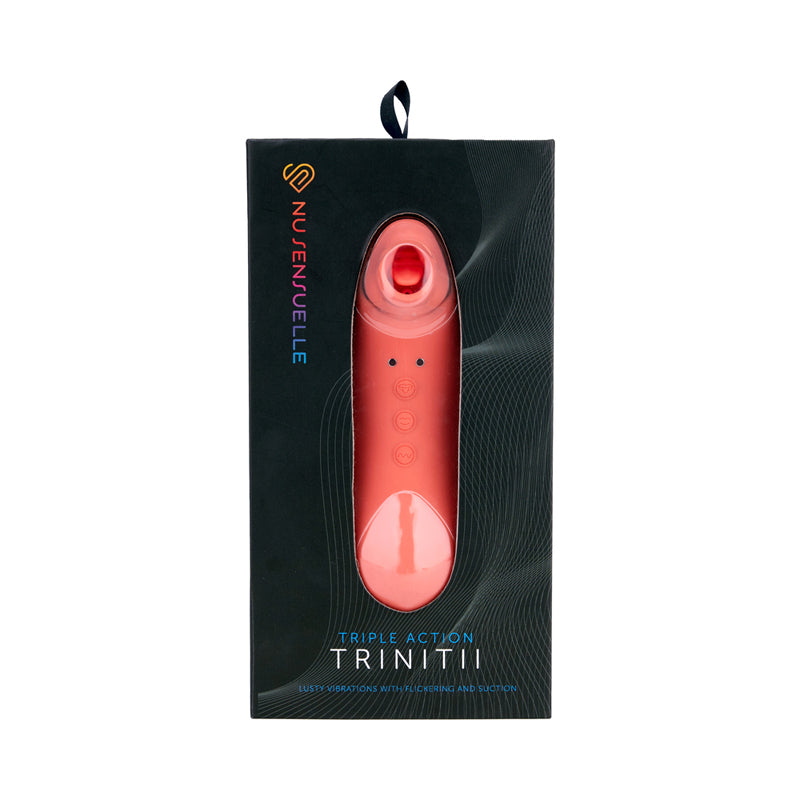 Nu Sensuelle Trinitii 3-in-1 Suction Tongue Vibe Coral