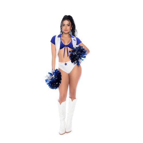 Get ready to steal the spotlight in this fun two-piece cheerleader costume. It f