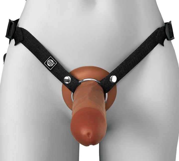 FANTASY X-TENSIONS ELITE 8IN SILICONE HOLLOW STRAP-ON DUAL DENSITY - BROWN - PD416029