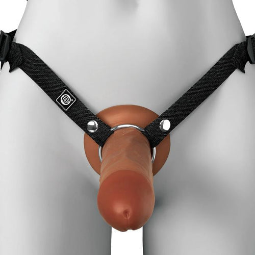 FANTASY X-TENSIONS ELITE 8IN SILICONE HOLLOW STRAP-ON DUAL DENSITY - BROWN - PD416029