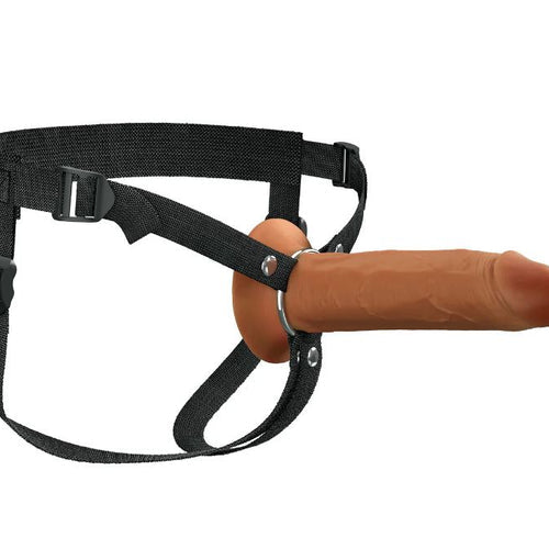 FANTASY X-TENSIONS ELITE 8IN SILICONE HOLLOW STRAP-ON DUAL DENSITY - BROWN - PD416029