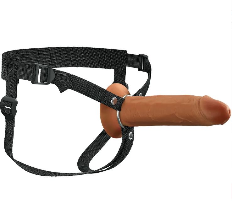 FANTASY X-TENSIONS ELITE 8IN SILICONE HOLLOW STRAP-ON DUAL DENSITY - BROWN - PD416029