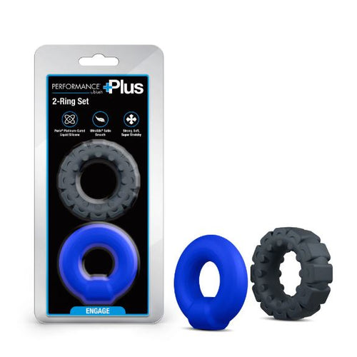 PERFORMANCE PLUS ENGAGE 2 COCK RING SET PLAT/BLK - BN92002