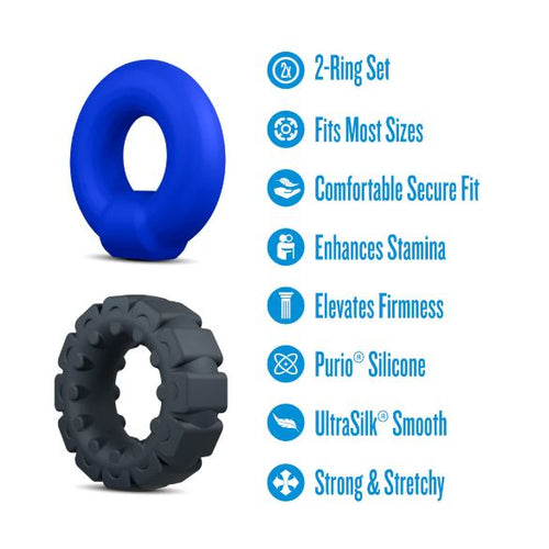PERFORMANCE PLUS ENGAGE 2 COCK RING SET PLAT/BLK - BN92002