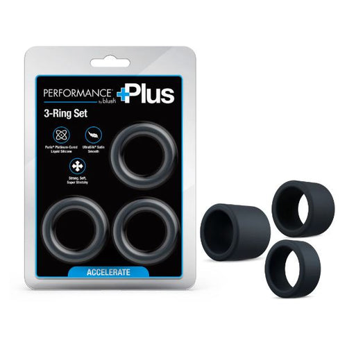 PERFORMANCE PLUS ACCELERATE 3 COCK RING PLAT/BLACK - BN92015