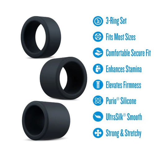 PERFORMANCE PLUS ACCELERATE 3 COCK RING PLAT/BLACK - BN92015