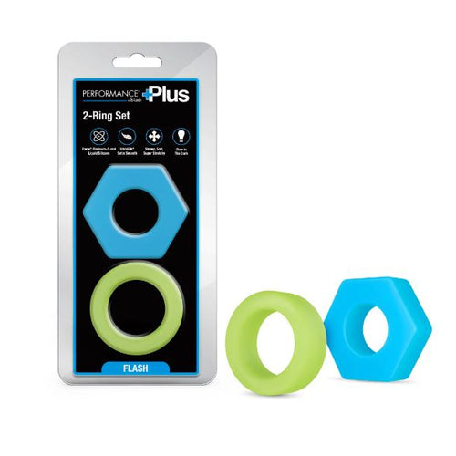 PERFORMANCE PLUS FLASH 2 COCK RING SET GLOW IN THE DARK - BN92022