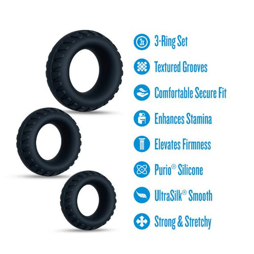PERFORMANCE PLUS DRIFT 3 COCK RING SET BLACK - BN92035