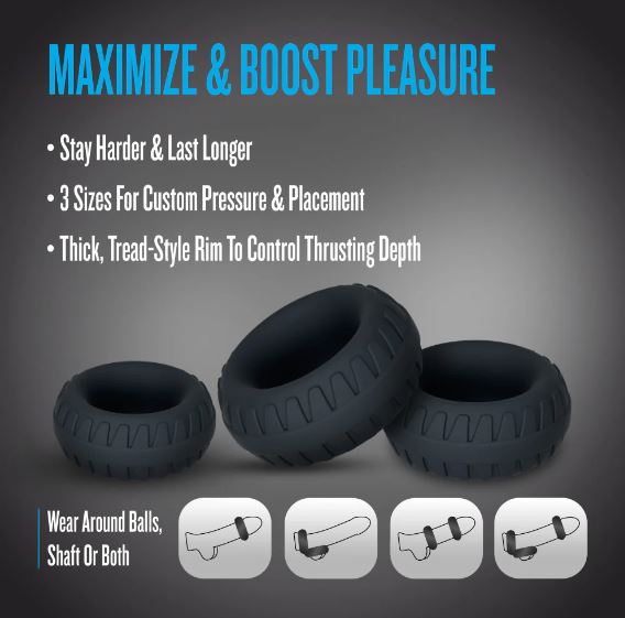 PERFORMANCE PLUS DRIFT 3 COCK RING SET BLACK - BN92035