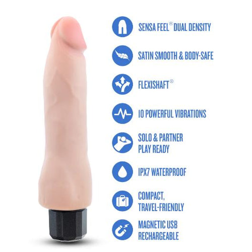 AU NATUREL 8.75IN BEIGE VIBRATING REALISTIC DUAL DENSI - BN93913