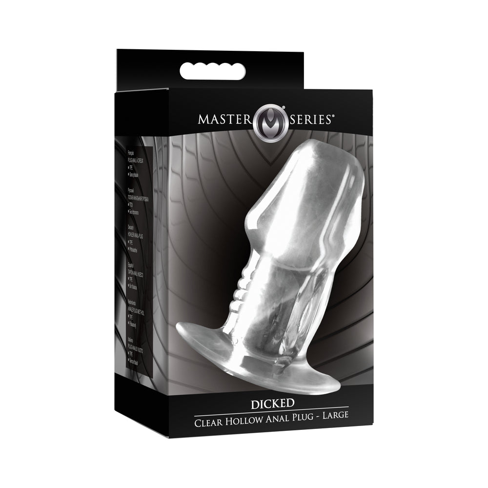 Master Series Dicked Clear Hollow Anal Plug Large