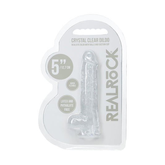 RealRock Realistic 5 in. Dildo with Balls Clear