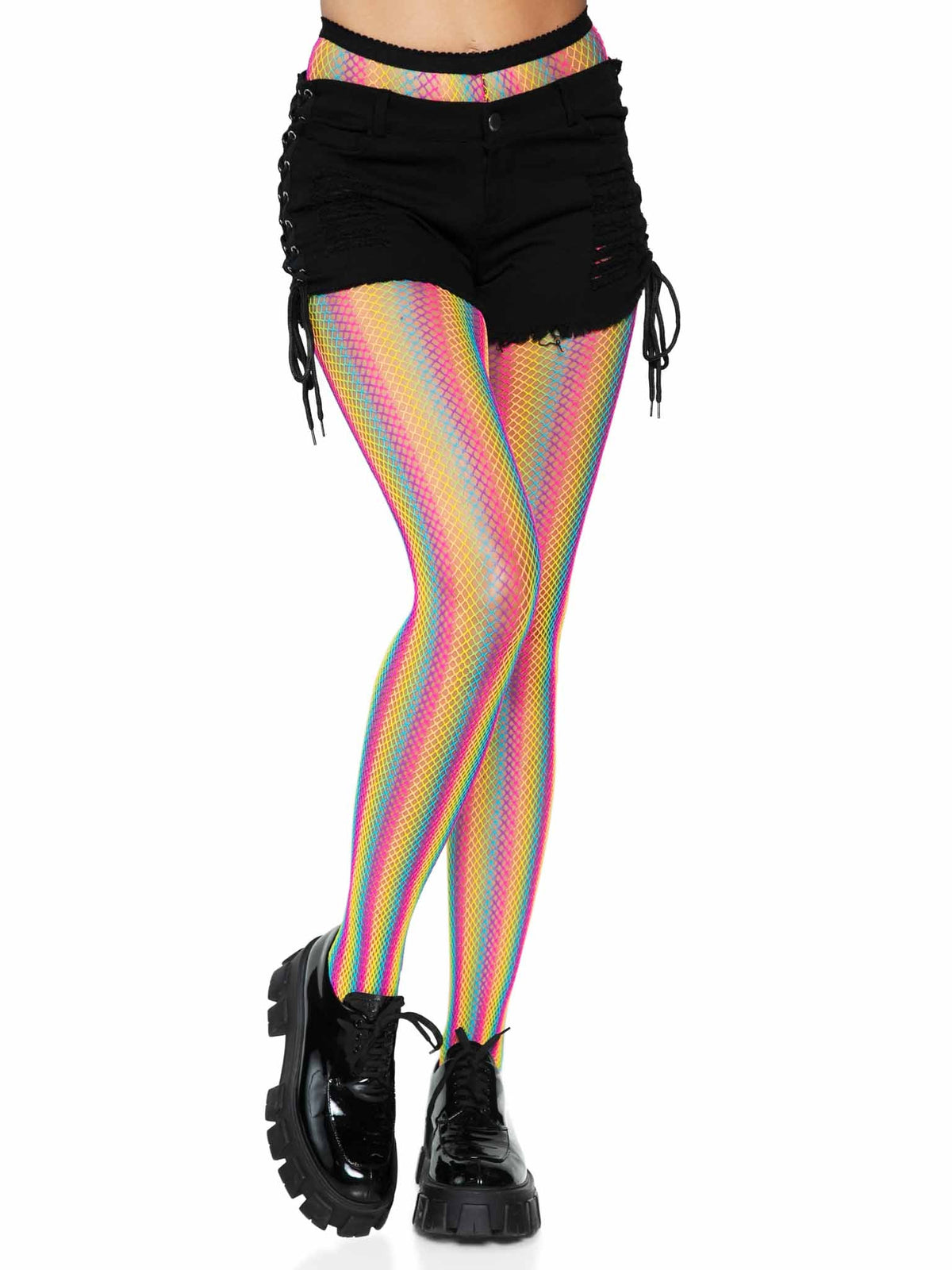 Tay Rainbow Striped Fishnet Tights - 9970      10122