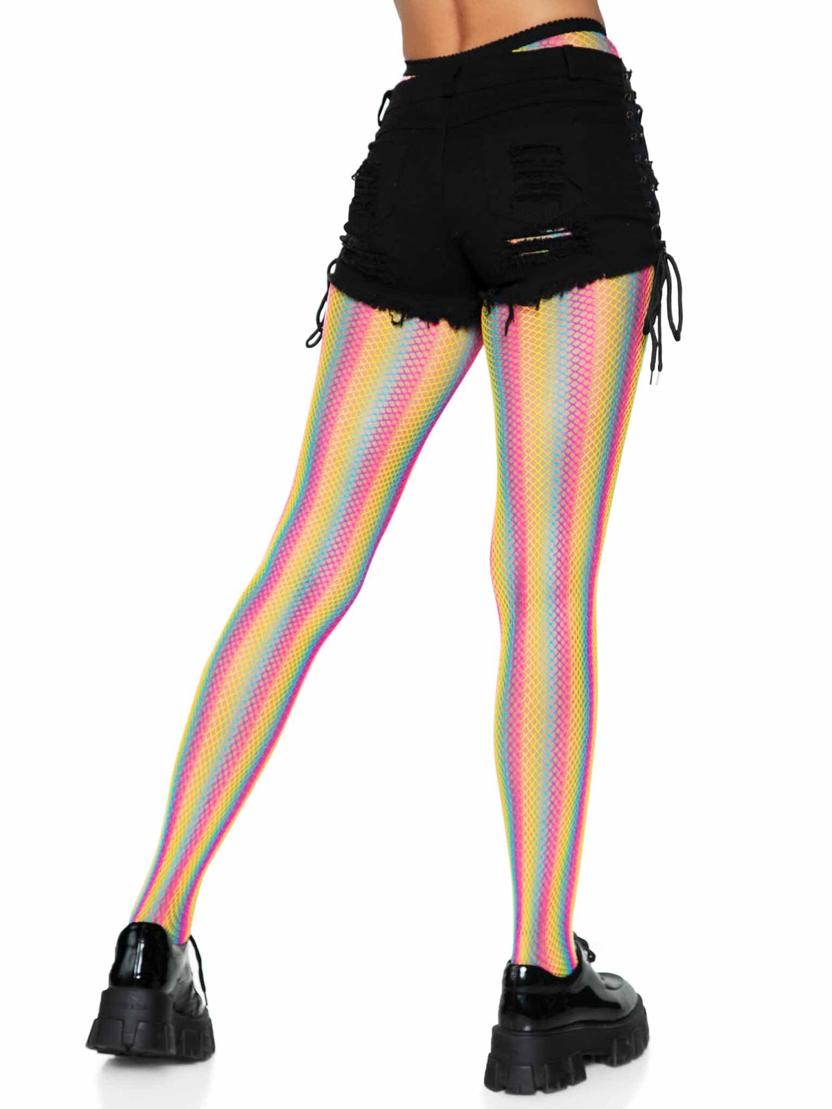 Tay Rainbow Striped Fishnet Tights - 9970      10122