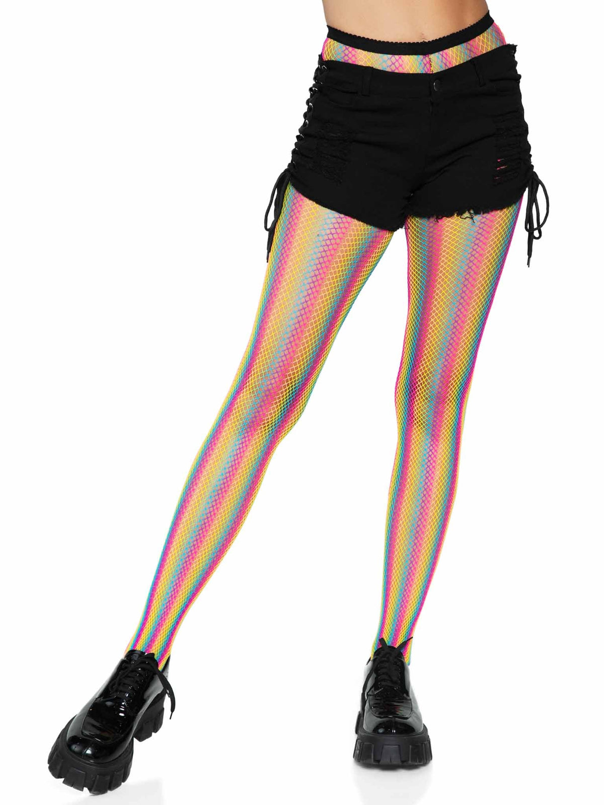 Tay Rainbow Striped Fishnet Tights - 9970      10122
