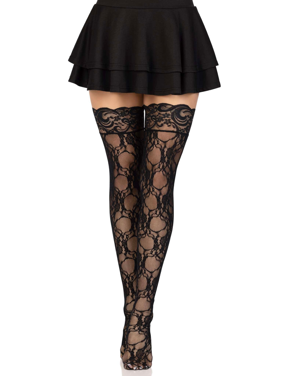 Bree Floral Lace Backseam Thigh Highs - 9985      00122