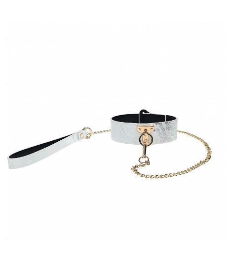 OUCH! FLORENCE COLLECTION COLLAR WITH LEASH - WHITE - SHTOU998WHT