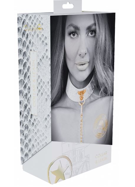 OUCH! FLORENCE COLLECTION COLLAR WITH LEASH - WHITE - SHTOU998WHT