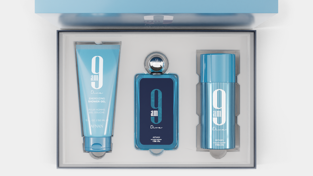 AFNAN 9AM DIVE 4PC SET, UNISEX GIFT SET, EDP