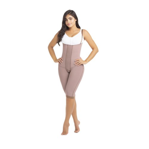 Body Garment below the Knee - 3 level hooks  Braless. Bust enhancing girdle with clasps th