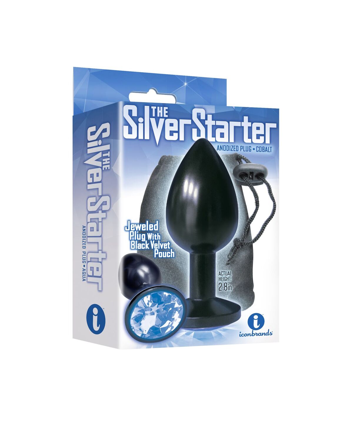 9'S SILVER STARTER ANODIZED BEJEWELED STEEL PLUG COBALT - IB26132