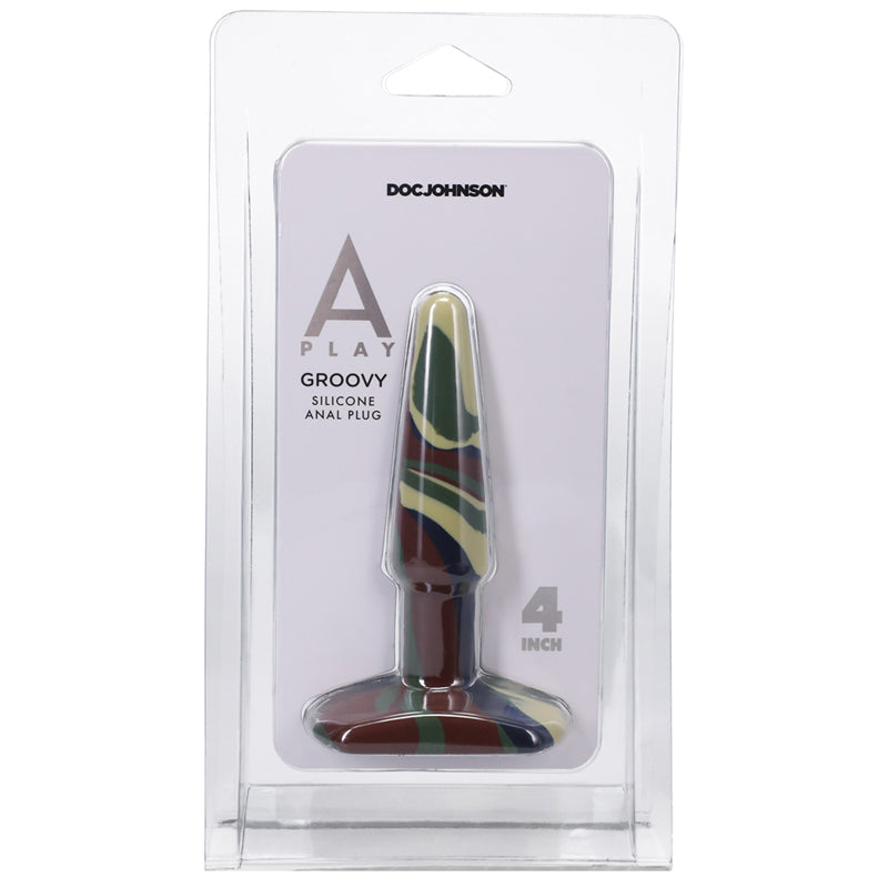 A-Play Groovy 4 in. Silicone Anal Plug Camouflage-Pinkfoxxx