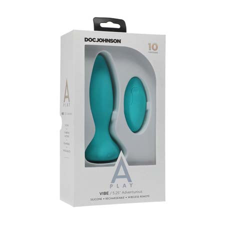A-Play Vibe Adventurous Rechargeable Silicone Anal Plug with Remote Teal-Pinkfoxxx