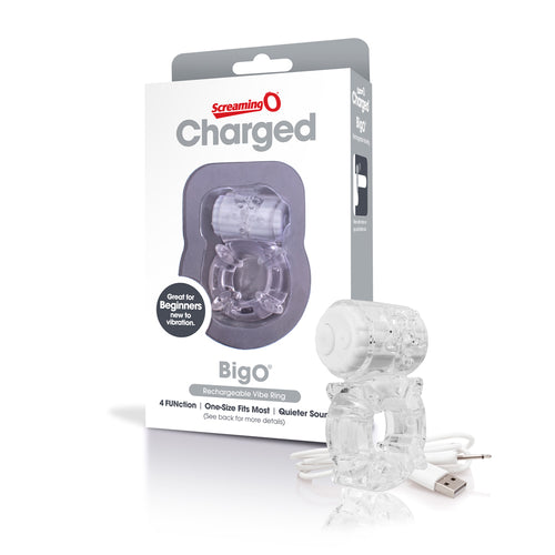 SCREAMING O CHARGED BIG O CLEAR COCK RING - SCRABOC101