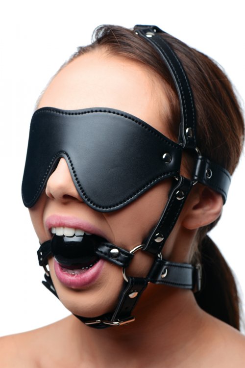 STRICT EYE MASK HARNESS W/ BALL GAG - XRAE909