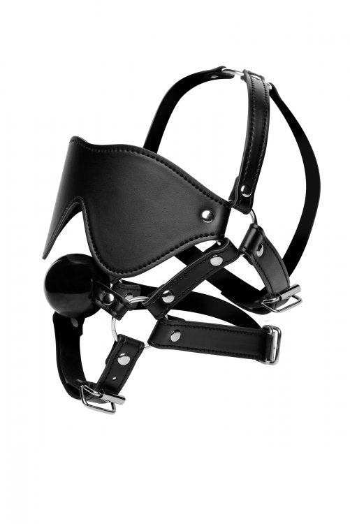 STRICT EYE MASK HARNESS W/ BALL GAG - XRAE909