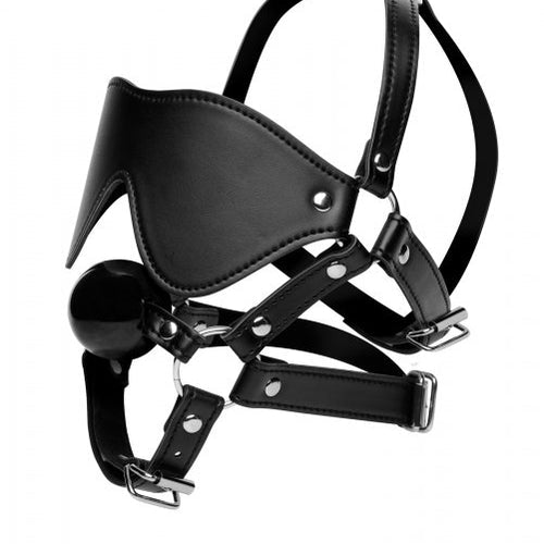 STRICT EYE MASK HARNESS W/ BALL GAG - XRAE909