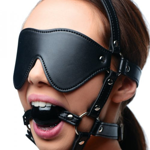 STRICT EYE MASK HARNESS W/ BALL GAG - XRAE909