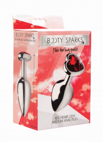 BOOTY SPARKS RED HEART GEM MEDIUM ANAL PLUG - XRAF633M
