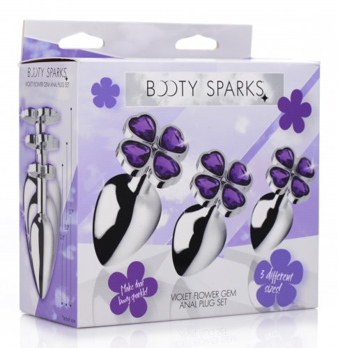 BOOTY SPARKS VIOLET FLOWER GEM ANAL PLUG SET - XRAG205