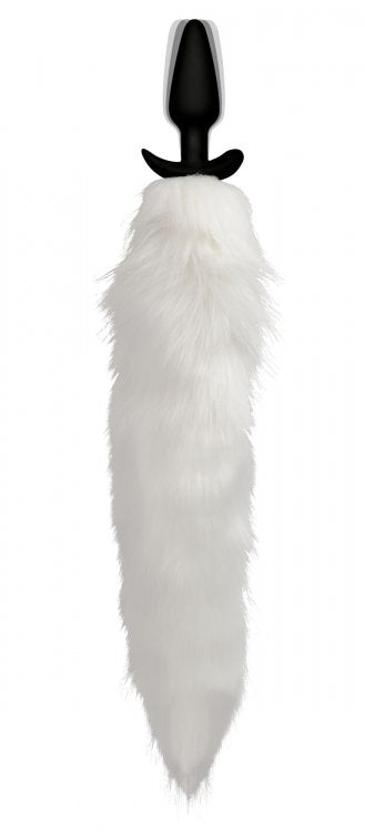 TAILZ VIBRATING WHITE FOX TAIL SLENDER ANAL PLUG - XRAG246