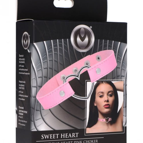 MASTER SERIES DARK HEART CHROME HEART PINK CHOKER - XRAG249PK