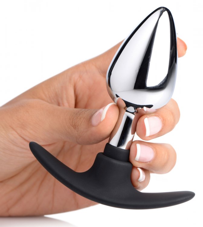 MASTER SERIES DARK INVADER METAL & SILICONE ANAL PLUG MEDIUM - XRAG343MD