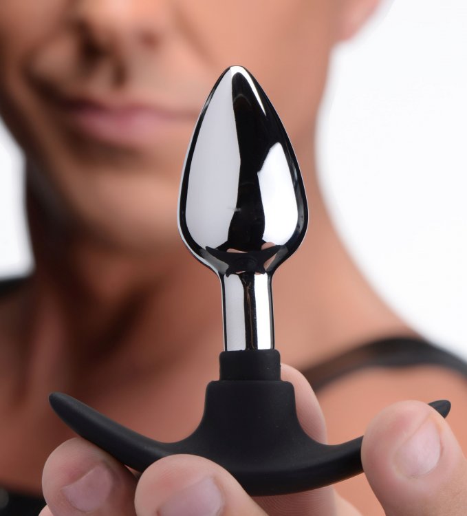 MASTER SERIES DARK INVADER METAL & SILICONE ANAL PLUG SMALL - XRAG343SM