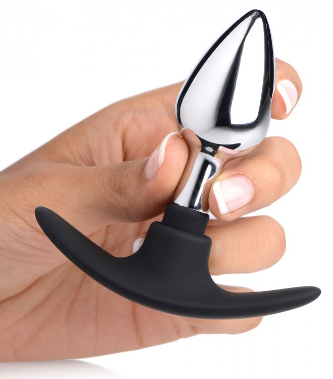 MASTER SERIES DARK INVADER METAL & SILICONE ANAL PLUG SMALL - XRAG343SM