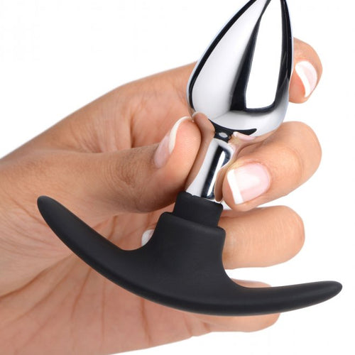 MASTER SERIES DARK INVADER METAL & SILICONE ANAL PLUG SMALL - XRAG343SM